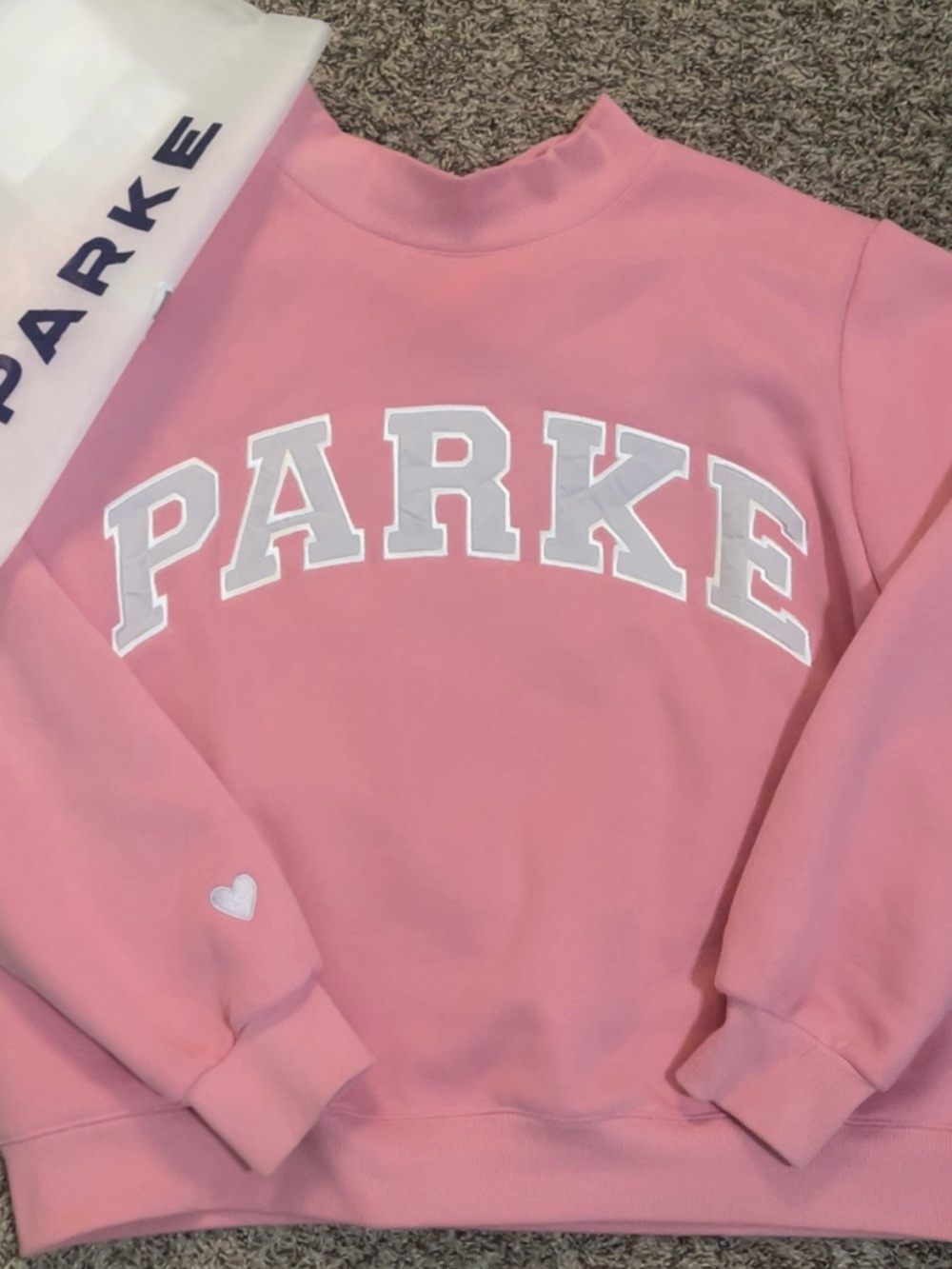 PARKE Pink Crewneck Sweatshirt with White Collegiate Logo
